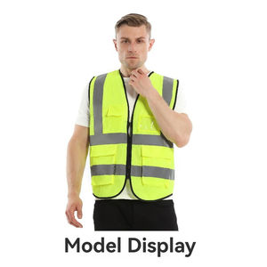 Mingtu 사용자 정의 텍스트 반사 조끼 복숭아 모양 메쉬 멀티 포켓 조끼 교통 반사 안전 의류 - Product Image 2