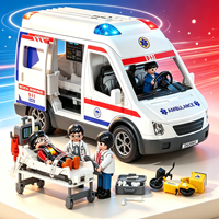 Grande voiture d'ambulance de secours en plastique à friction, jouet éducatif à assembler soi-même pour enfants garçons