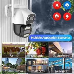 เลนส์คู่ 4MP กล้องวงจรปิดกลางแจ้ง AI กล้องปลุกไร้สายการติดตามการเคลื่อนไหวอัตโนมัติ Wifi PTZ กล้อง IP <span class=keywords><strong>CamHipro</strong></span> - Product Image 5