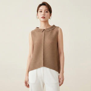 PY 2026 Novedades: Blusa Casual Holgada Ecológica para Mujer, con Cuello Camello, Elegante, con Dobladillo Irregular y Manga Corta, Ropa al por Mayor - Product Image 3