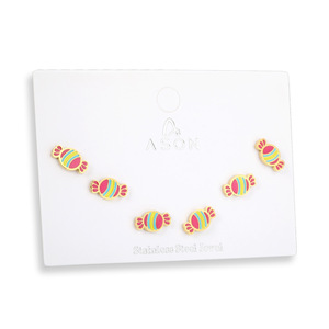 Boucles d'oreilles Candy Stud, 3 paires, en acier inoxydable, bijoux à la mode pour femmes, cadeau - Product Image 1