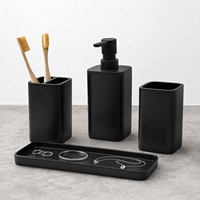 Ensemble de salle de bain de luxe CF moderne et minimaliste en polyrésine, 4 pièces : distributeur de savon, porte-brosse à dents, gobelet et plateau de vanité, pour la maison et l'hôtel
