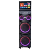 Enceinte de Scène Active Haute Puissance CQA 100W, Système Audio pour Fêtes en Extérieur, Machine Karaoké avec Lumière Disco RVB