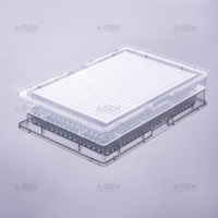 Plaque ELISA à fond plat en PS, 384 puits, transparente, non stérile, avec couvercle transparent, OEM, pour liaison intermédiaire
