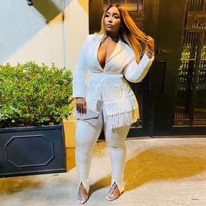 Conjunto de Top y trajes de borlas para <span class=keywords><strong>mujer</strong></span>, conjunto de <span class=keywords><strong>oficina</strong></span> informal para correr, Boutique, dos piezas, Otoño, <span class=keywords><strong>2022</strong></span> - Product Image 3