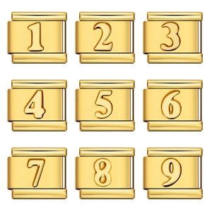 Trendy Number 1-9 Charm Links Fit 9mm Italian Charms Style Modular Bracelet Stainless Steel <b>Personalized</b> Custom Jewelry Making - Product Image 1