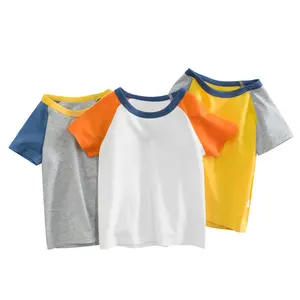 Patchwork Summer Kids T-shirt Solid Children Tops Short Sleeved Designer Kids Tshirt