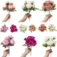 Bouquets de roses artificielles vintage au toucher réel pour centres de table de mariage, décoration intérieure, enterrement de vie de jeune fille et arrangements de table
