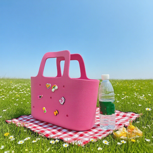 女性用高級トートハンドバッグ卸売ポータブルシリコーンビーチバッグ防水ショッピング旅行ピクニック用キャンディーパターン - Product Image 1