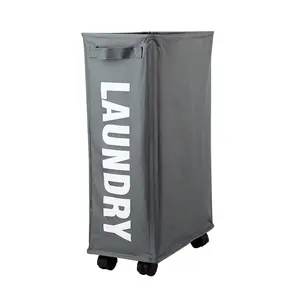 Tùy chỉnh màu sắc hình chữ nhật Polyester giặt giỏ với bánh xe dễ dàng-to-hoạt động cho nhà phòng tắm đóng gói trong thùng carton
