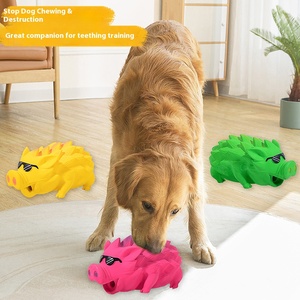 Lateks sesli evcil hayvan oyuncağı domuz güneş gözlüğü ile büyük orta köpekler için Oink ses diş taşlama temizlik köpek oyuncak - Product Image 4
