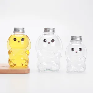 Custom Clear Plastic PET Coelho Forma Cold Bubble Garrafa PET Beverage Fruit Suco Leite Chá Garrafa 250ml 350ml 500ml