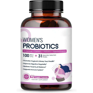 Extrait de plantes à base de probiotiques pour femmes, extrait de canneberge, D-Mannose, prébiotiques, 100 milliards d'UFC, 31 souches, 90 capsules végétaliennes - Product Image 1