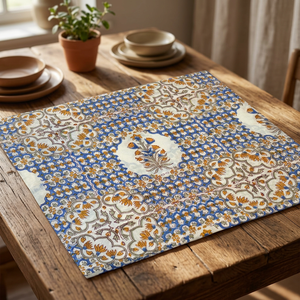 Tela de Algodón Estampada con Flores Azules de Primera Calidad, Textil Tradicional Indio con Estampado en Bloque para Confección de Ropa, Decoración del Hogar y - Product Image 1