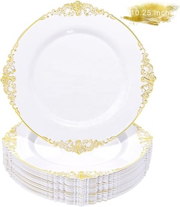 Plato de Presentación Transparente con Borde Dorado, Platos Decorativos de Plástico con Diseño de Hojas Barrocas en Relieve, para Servir la Cena, Decoración de Mesa - Product Image 4