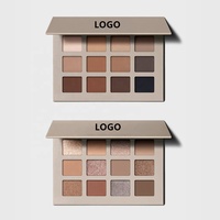 Palette d'ombres à paupières classiques glamour Pudaier avec logo personnalisé, 12 couleurs, imperméable, longue tenue, vegan, palette d'ombres à paupières mates, marque privée