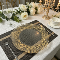 Assiettes rondes en plastique de 13 pouces avec bordure dorée, réutilisables, décoration de table pour les événements de mariage