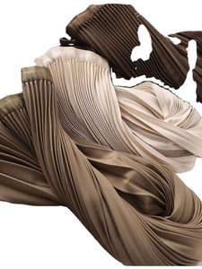Summer Midi Pleated <b>Plus</b> <b>Sizes</b> Women's <b>Elastic</b> High <b>Waist</b> Satin Plain A-Line <b>Skirt</b> - Product Image 5