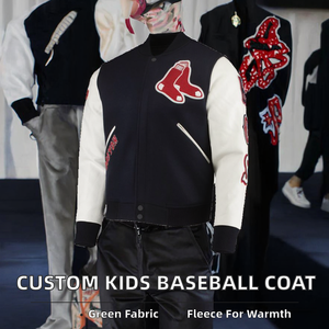 ชุดเบสบอลอเมริกันแบบปรับแต่งได้สำหรับผู้ชาย เสื้อแจ็คเก็ตวาร์ซิตี้บุขนแกะสำหรับฤดูหนาว เสื้อลำลองปักลายพิมพ์พร้อมซิปและกระดุม - Product Image 2