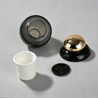 Pot en verre noir de luxe pour crème 30g 50g 100g, contenant rond pour crème visage cosmétique avec couvercle en dôme doré, emballage personnalisé pour soins de la peau