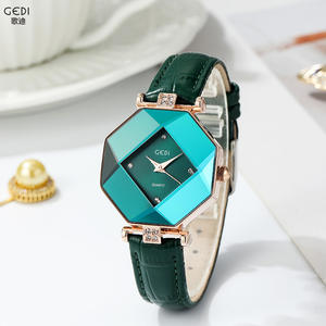 Relojes de Mujer a la Moda, Correa de Cuero Verde Única, Relojes de Cuarzo para Dama, Venta al por Mayor - Product Image 1