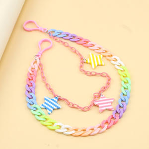 Cadena de cintura de doble capa colorida con colgante de estrella, cadena corporal de plástico de moda para uso diario - Product Image 3