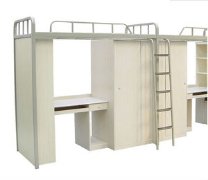 Lit superposé double moderne de qualité supérieure avec escalier, bureau et glissière, structure métallique démontable, garantie 1 an pour dortoir - Product Image 3