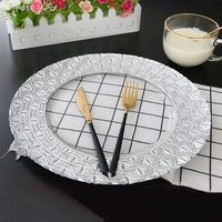 Vaisselle de table en verre transparent de 13 pouces pour le dîner Assiettes décoratives pour le mariage avec bord doré Vente en gros