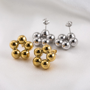 <b>Stud</b> Earrings Geometric Floral Pattern Gold Silver <b>Titanium</b> Steel For Men And Women Fashion Jewelry - Product Image 3