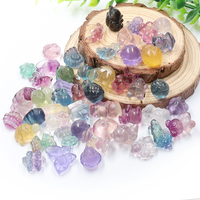 Mini sculptures en pierre de fluorite arc-en-ciel naturelle en vrac, champignons, papillons, ours, tortues, énergie de guérison, protection, chakra, cadeau spirituel