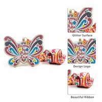 Médaille promotionnelle personnalisée en émail dur avec paillettes en forme de papillon et ruban sublimé sur mesure pour événements et compétitions - Médailleur