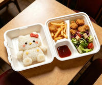 Einweg-Lebensmittelbehälter aus Bagasse-Zellstoff, 33g Leichtgewicht, 8 Zoll, 3 Fächer, Mikrowellengeeignet, Biologisch Abbaubar, To-Go-Box