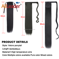 Pour AliLeader Fibre Haute Température Synthétique Crépus Droite Extensions De Queue De Cheval Longue Droite Clip-in Wrap pour Les Filles