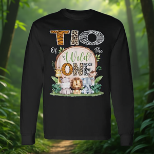 Camiseta de manga larga Tio Of The Wild One para el primer cumpleaños, con diseño de safari y jungla - Product Image 3