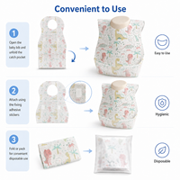 Bavoirs jetables pour bébé avec poche de récupération des aliments, emballés individuellement, imperméables en polyester/coton, toutes saisons, portables, pour tout-petits, vente en gros