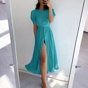 sachin and babi light blue dress Shein SHEIN Women's Elegant Round Neck Long Sleeve Contrast Color Hollow  Design Simple Casual Daily Dress Maxi Women Outfit | Best Price Egypt main image 1