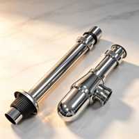 Siphon mural pour lavabo en acier inoxydable chromé, kit de vidange anti-odeur facile à nettoyer pour salle de bain