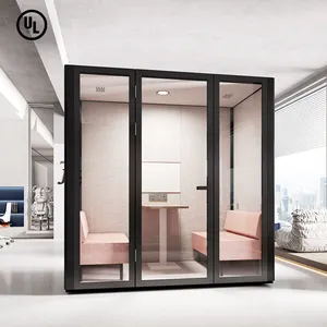 Flexspace 2024 new Portable Silence Booth 2 Person Meeting Pod Soundproof Prefab Cabin with Light Office Pod