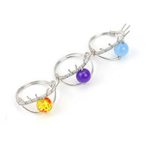 Nouvelles ventes chaudes, anneaux créatifs personnalisés faits à la main avec fil enroulé, perles d'agate œil de dragon, R12 - Product Image 1