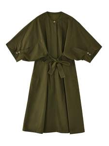 新しいスタイルの女性のルーズシャツドレス高品質の半袖和風ドレスカスタム無地の女性のロングドレス - Product Image 2