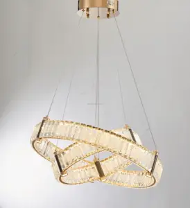 Lampadario moderno lampade a sospensione lusso K9 anello di cristallo rotondo in acciaio inox Villa soggiorno progetto Hotel luce a sospensione