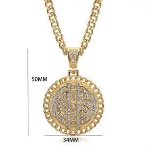 Hip Hop dólar helado diamante moneda Pvd Acero inoxidable joyería de moda fina colgantes collares 18K chapado en oro para mujeres 2024 - Product Image 2