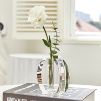 Vase en cristal transparent rond, style simple, décoration de bureau à domicile, hôtel, vente chaude