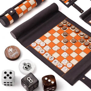 Juego de backgammon portátil de cuero genuino enrollable, bolsa de viaje para backgammon, juego de backgammon enrollable para adultos y niños. - Product Image 6