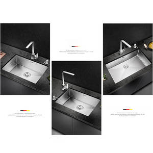 Évier de cuisine en acier inoxydable nano, simple bac, à encastrer sous plan, fait main, blanc argenté poli, design moderne, sans robinet - Product Image 2