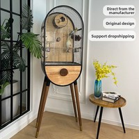 Cage à perroquet de taille moyenne en bois massif, disponible en noir et blanc, structure en bois et acier inoxydable de luxe, cage à oiseaux DIY pour l'intérieur