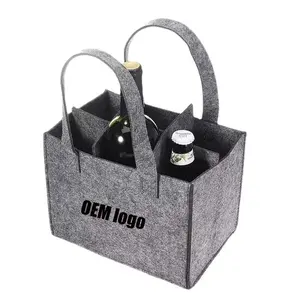 OEM लोगो के साथ अनुकूलित फेल्ट प्रमोशन उपहार बैग ऑर्गनाइज़र 4 6 9 बोतल वाइन हैंडल बैग