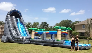 زلاجة مائية تجارية مزدوجة الحارات قابلة للنفخ 22 قدمًا مع زلاجة حمام سباحة تنزلق n لتأجير الحفلات - Product Image 3