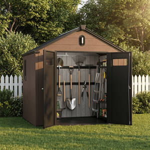 โรงเก็บของขนาดใหญ่ <span class=keywords><strong>8x12</strong></span> ฟุต ประตูคู่ สำหรับจัดเก็บจักรยาน มอเตอร์ไซค์ เครื่องตัดหญ้า เครื่องมือต่างๆ โรงเก็บสำเร็จรูปสำหรับสนามหลังบ้าน - Product Image 3