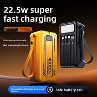 Batterie externe portable haute capacité 50000 mAh, charge super rapide 22,5 W, avec 4 câbles et corde de suspension, lampes de camping